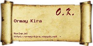 Ormay Kira névjegykártya